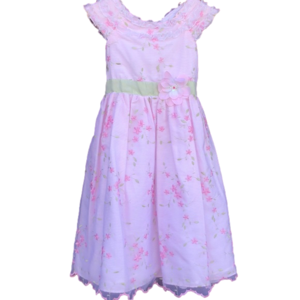 GIRLS Pink & White Floral Party Dress.  Size 6x